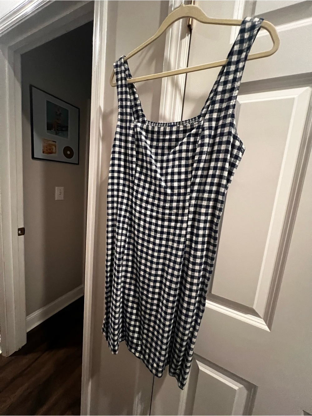 Old Navy Navy & White Gingham Square-Neck Mini Dress